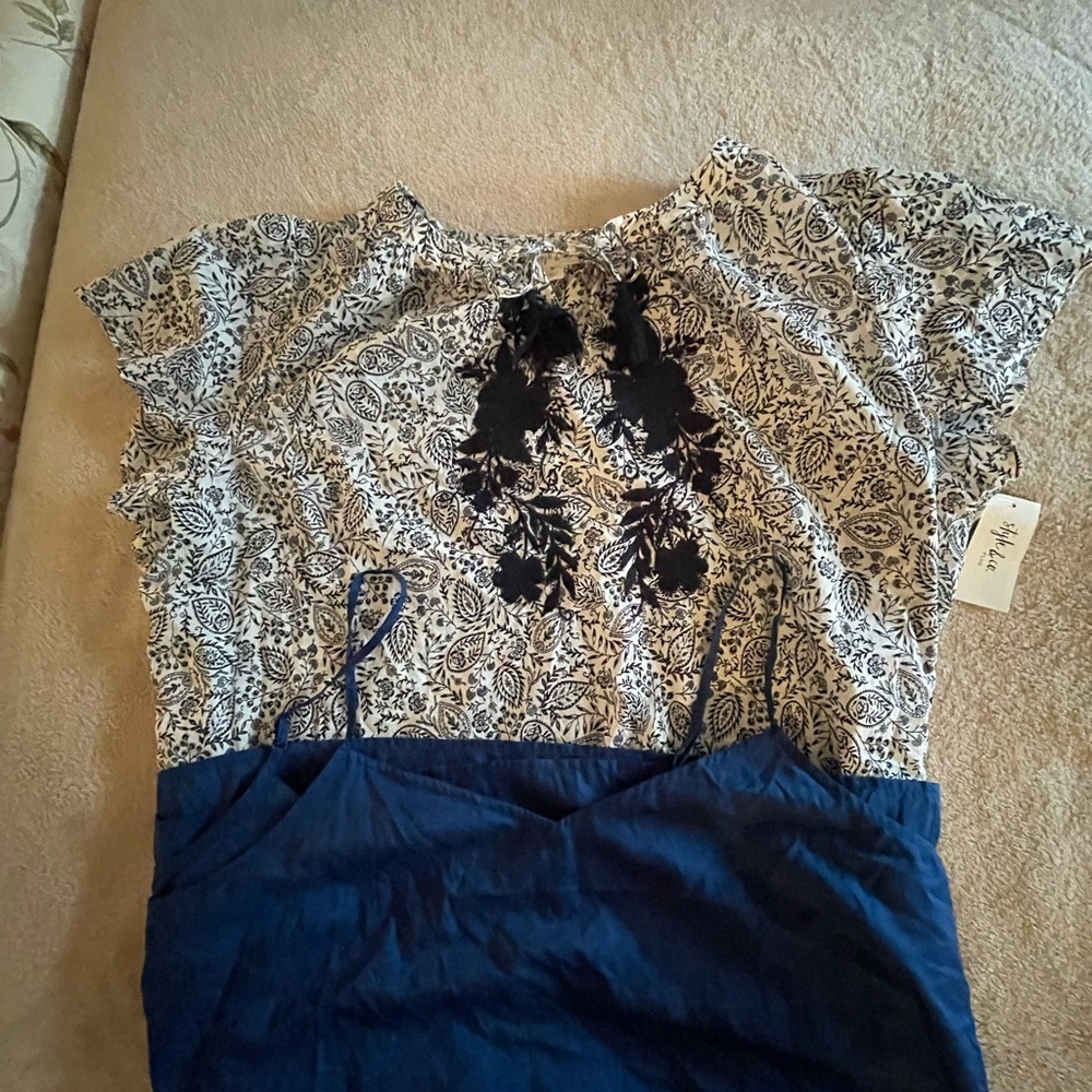 Style & Co 2 for 1! Women's Blue&White Top with 2nd Separate Shirt. 3X NWT.